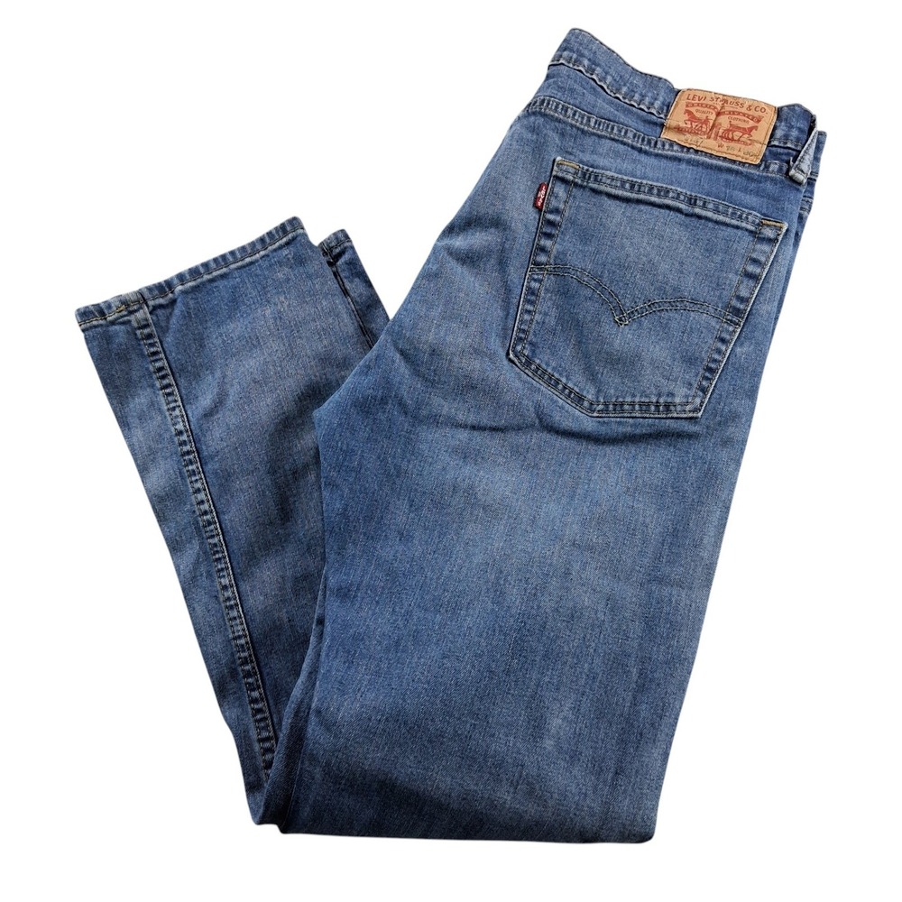 Levi's 513 Slim Straight Jeans Mens 36x30 Blue Denim Stretch Casual